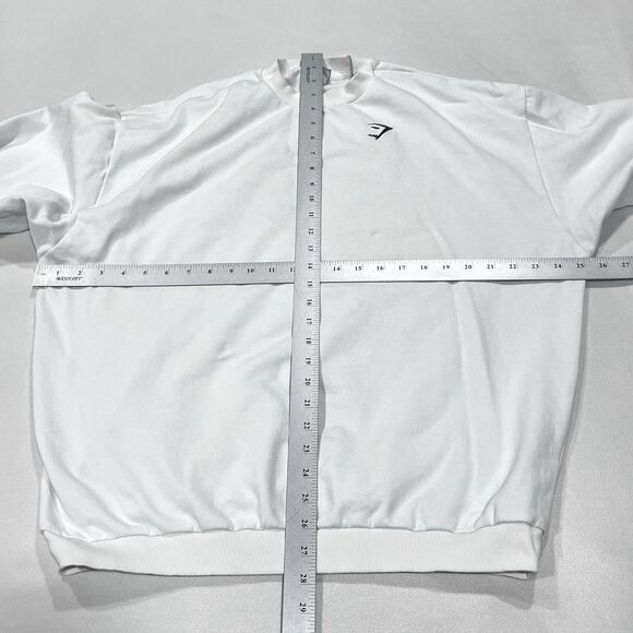 Gymshark Women White Long Sleeve Crew Neck Athletic Sweatshirt Logo Size Small - Picture 6 of 8